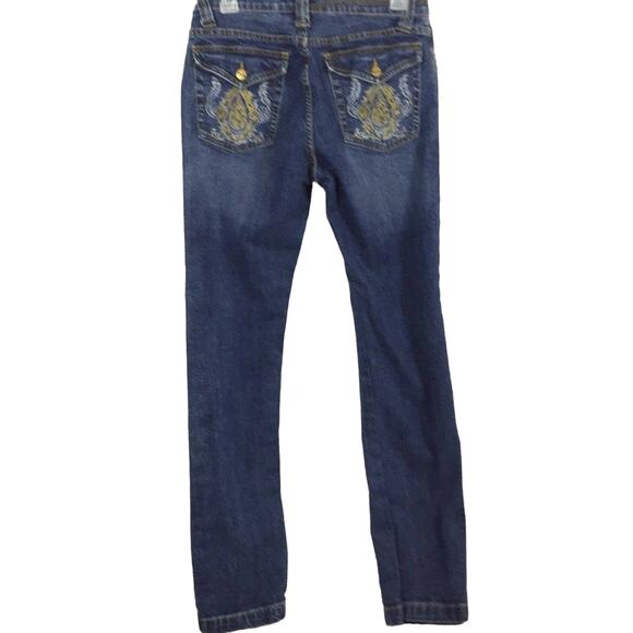 Womens Jeans Size 6 Embroidered Back Flap Pockets Medium Wash Denim Altered Legs - Picture 1 of 9